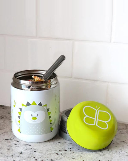 bbluv Thermal Food Container-Leak Proof Double Wall Insulation-With Foldable Spoon-Lime-For Feeding Infants