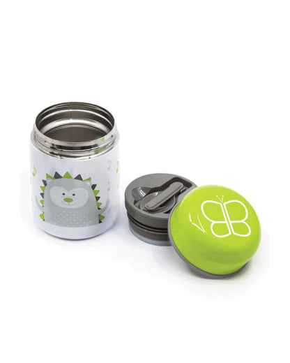 bbluv Thermal Food Container-Leak Proof Double Wall Insulation-With Foldable Spoon-Lime-For Feeding Infants