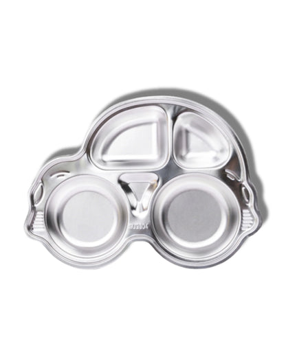 Theoni Stainless Steel Car Shape Plate-4 Compartments-BPA-Free & Dishwasher Safe-For Feeding
