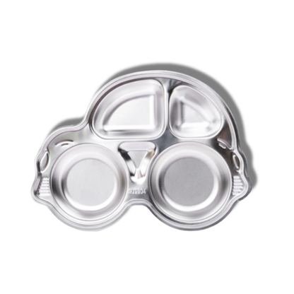 Theoni Stainless Steel Car Shape Plate-4 Compartments-BPA-Free & Dishwasher Safe-For Feeding