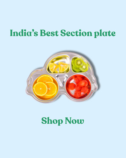 Theoni Stainless Steel Car Shape Plate-4 Compartments-BPA-Free & Dishwasher Safe-For Feeding
