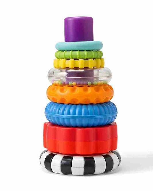 Curious Cub Sensory Ring Stacker-7 Coloured Rings & 1 Clear Ring With Rattle Balls-Learning & Educational Toys-6M+