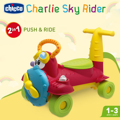 Chicco Charlie Sky Rider 2 in 1 Ride On-Push & Walk Support-Converts Easily Into Ride On Mode-Helps Build Balance-For 1 to 3Y (Upto 20 Kg)