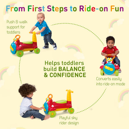 Chicco Charlie Sky Rider 2 in 1 Ride On-Push & Walk Support-Converts Easily Into Ride On Mode-Helps Build Balance-For 1 to 3Y (Upto 20 Kg)