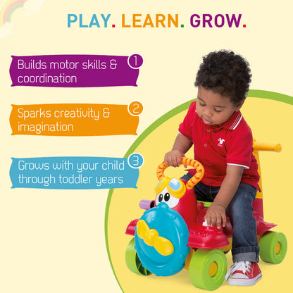 Chicco Charlie Sky Rider 2 in 1 Ride On-Push & Walk Support-Converts Easily Into Ride On Mode-Helps Build Balance-For 1 to 3Y (Upto 20 Kg)