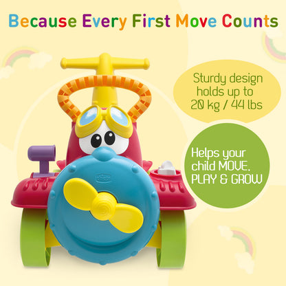 Chicco Charlie Sky Rider 2 in 1 Ride On-Push & Walk Support-Converts Easily Into Ride On Mode-Helps Build Balance-For 1 to 3Y (Upto 20 Kg)