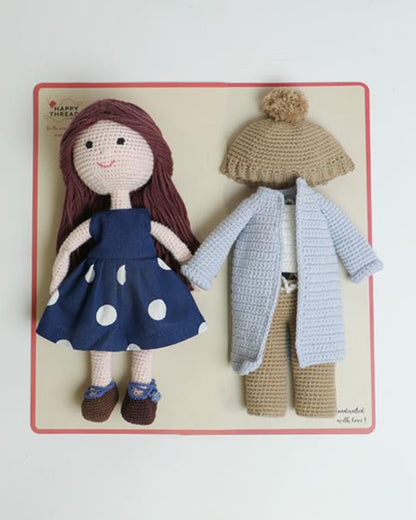 Happy Threads Suzy Crochet Doll-Include Interchangeable Outfit-Handcrafted-Easily Washable-Plush Cuddly Toy-For 6M+