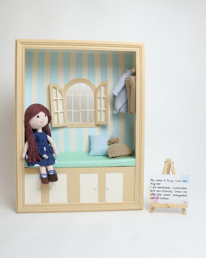 Happy Threads Suzy Crochet Doll-Include Interchangeable Outfit-Handcrafted-Easily Washable-Plush Cuddly Toy-For 6M+