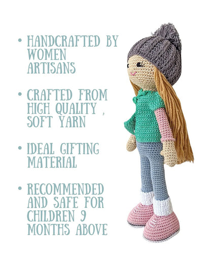 Happy Threads Molly Crochet Doll-Handcrafted-Easily Washable-Plush Cuddly Toy-For 6M+