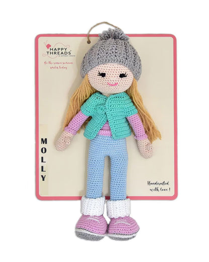 Happy Threads Molly Crochet Doll-Handcrafted-Easily Washable-Plush Cuddly Toy-For 6M+