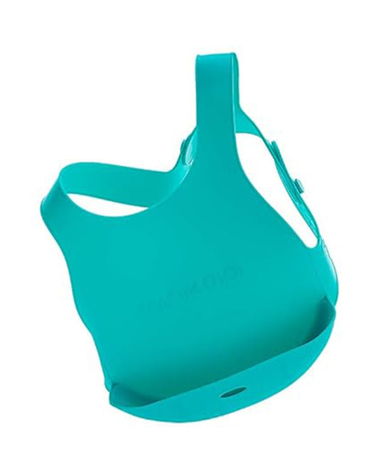MinikOiOi Flexi Bib-With Unique Belt Fastening Design-Crumb Catcher-Aqua Green-For Infants