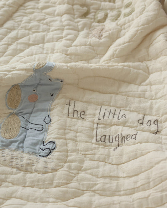 Aplito Baby Bedding Set-Hey Diddle Diddle-Hand Embroidered-Cotton Linen-Beige-For Infants
