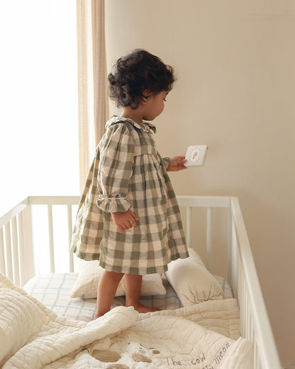 Aplito Baby Bedding Set-Hey Diddle Diddle-Hand Embroidered-Cotton Linen-Beige-For Infants