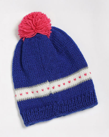 The Original Knit Blue & White Cap-Sweetheart-Acrylic-For Infants