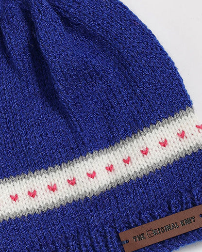 The Original Knit Blue & White Cap-Sweetheart-Acrylic-For Infants