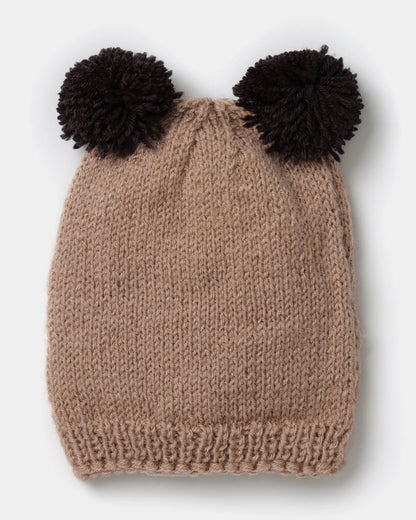 The Original Knit Beige & Brown Winter Wear Cap-Pom Pom-Acrylic-For Infants