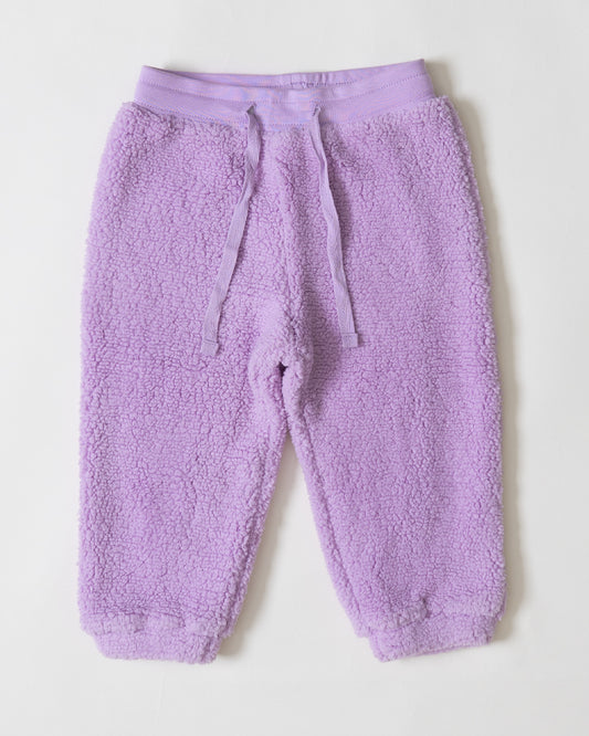Twingle Faux Fur Winter Wear Hoodie & Jogger Set-100% Cotton Lining-Soft Adjustable Waistband-Long Sleeves-Solid-Lilac-For Infants