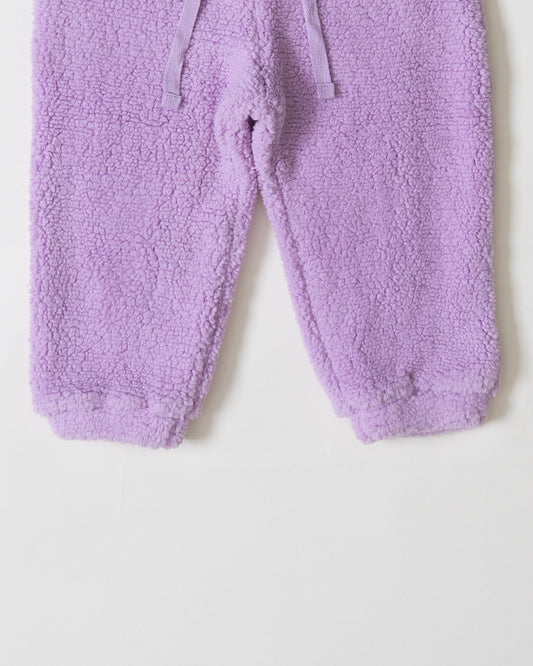 Twingle Faux Fur Winter Wear Hoodie & Jogger Set-100% Cotton Lining-Soft Adjustable Waistband-Long Sleeves-Solid-Lilac-For Infants