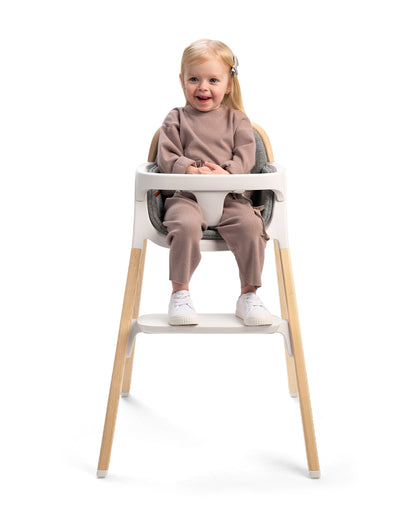 Nuna Bryn Baby High Chair-With Removable Seat Pad & Child Tray-Tool Free Assembly-Made From Premium Black Walnut & Maple Woods-For 6M+ (Upto 100 Kg)-Heritage