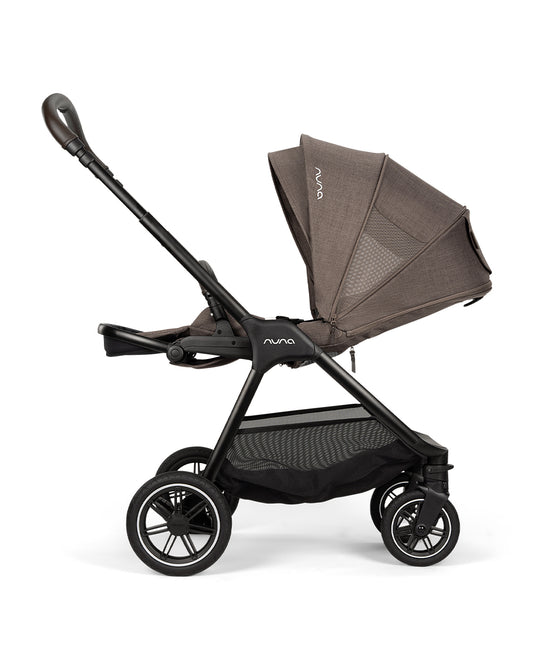 Nuna TRIV Next Stroller-With Cup Holder-Includes Travel Bag, Rain Cover & Post Adaptors-Reversible Seat-One Hand Fold-Pram for 0 to 4Y (Upto 22Kg)-Chestnut
