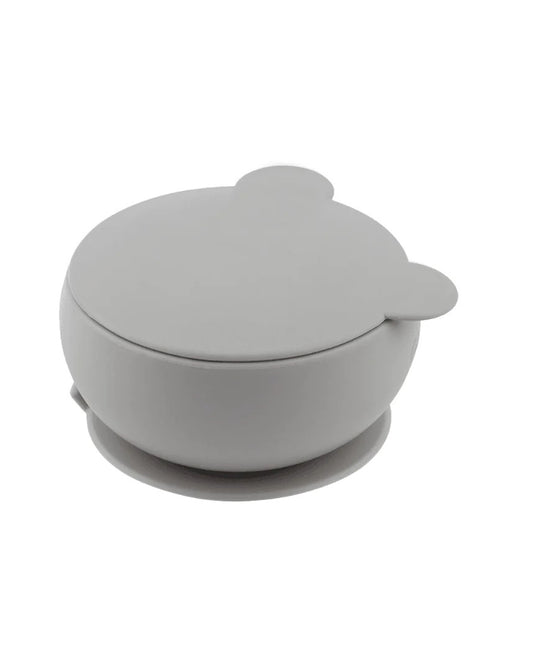 MinikOiOi Bowl-With Suction Base-Microwave Safe-Powder Grey-For Feeding Infants
