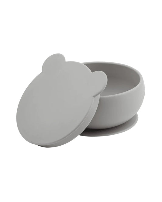 MinikOiOi Bowl-With Suction Base-Microwave Safe-Powder Grey-For Feeding Infants