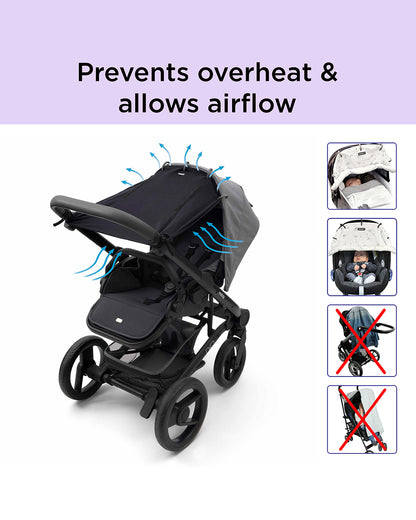 Dooky Universal Cover-Fits Easy On Any Stroller, Infant Car seat & Carry Cot-Breathable Oekotex Certified Cotton-UPF50+ Protection-Black