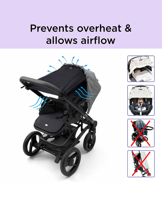 Dooky Universal Cover-Fits Easy On Any Stroller, Infant Car seat & Carry Cot-Breathable Oekotex Certified Cotton-UPF50+ Protection-Black