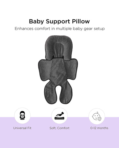 Dooky Baby Support Pillow-Suitable For Strollers, Car Seats, Carry Cots & Bouncers-Fits Both 3 & 5 Point Harness-For 0 to 12M-Grey