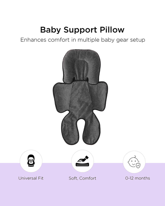 Dooky Baby Support Pillow-Suitable For Strollers, Car Seats, Carry Cots & Bouncers-Fits Both 3 & 5 Point Harness-For 0 to 12M-Grey