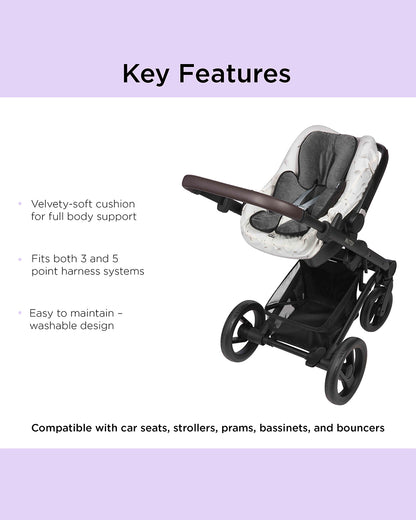 Dooky Baby Support Pillow-Suitable For Strollers, Car Seats, Carry Cots & Bouncers-Fits Both 3 & 5 Point Harness-For 0 to 12M-Grey