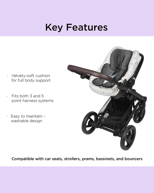 Dooky Baby Support Pillow-Suitable For Strollers, Car Seats, Carry Cots & Bouncers-Fits Both 3 & 5 Point Harness-For 0 to 12M-Grey