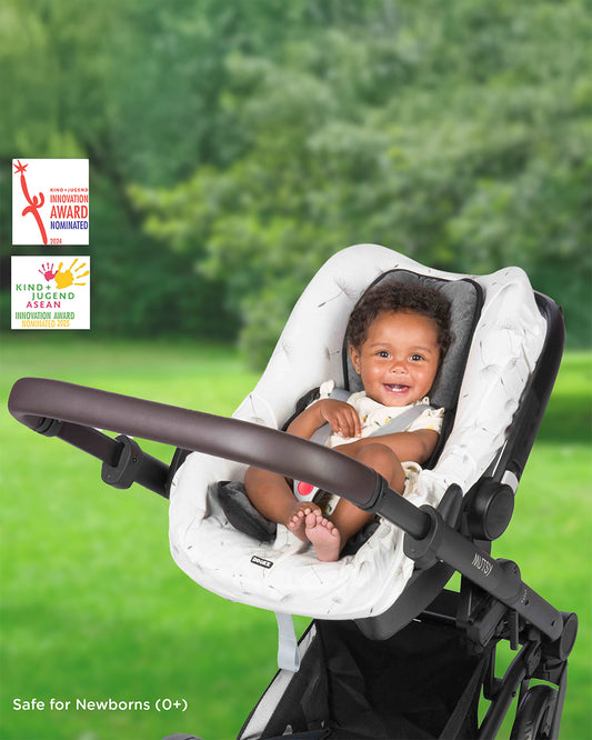 Dooky Baby Support Pillow-Suitable For Strollers, Car Seats, Carry Cots & Bouncers-Fits Both 3 & 5 Point Harness-For 0 to 12M-Grey