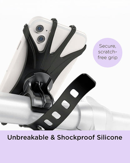 Dooky Universal Phone Holder-Fits Onto Stroller Handle Bars, Bumper Bars & Car Headrests-Shock Proof & 360 Degree Rotatable-Black