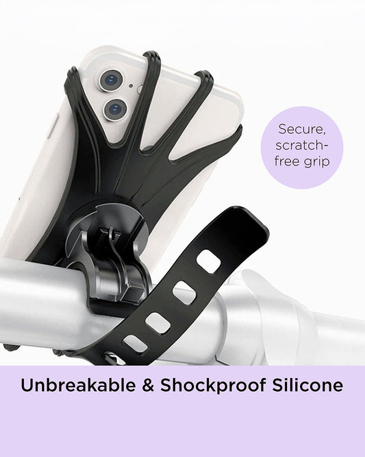 Dooky Universal Phone Holder-Fits Onto Stroller Handle Bars, Bumper Bars & Car Headrests-Shock Proof & 360 Degree Rotatable-Black