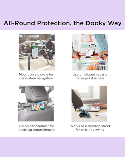 Dooky Universal Phone Holder-Fits Onto Stroller Handle Bars, Bumper Bars & Car Headrests-Shock Proof & 360 Degree Rotatable-Black