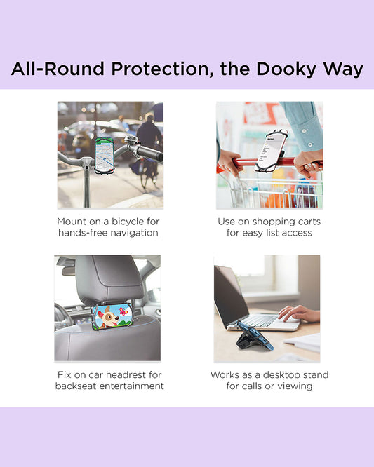 Dooky Universal Phone Holder-Fits Onto Stroller Handle Bars, Bumper Bars & Car Headrests-Shock Proof & 360 Degree Rotatable-Black