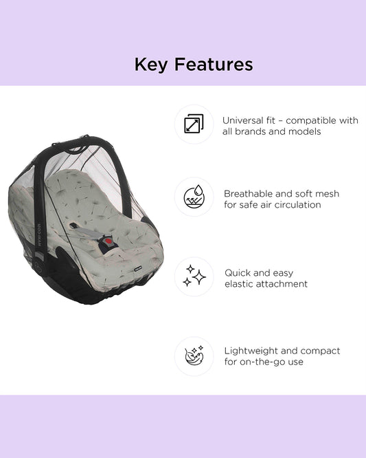 Dooky Universal Car Seat Mosquito Net-Breathable-Quick & Easy To Attach-For Infant Car Seats