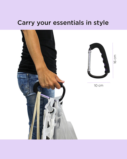 Dooky Universal Hook-Clips Onto Stroller Handle Bars & Shopping Carts-Strong & Robust-Black