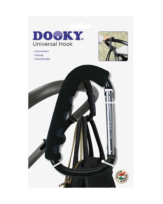Dooky Universal Hook-Clips Onto Stroller Handle Bars & Shopping Carts-Strong & Robust-Black