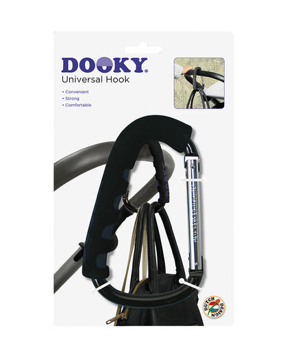 Dooky Universal Hook-Clips Onto Stroller Handle Bars & Shopping Carts-Strong & Robust-Black
