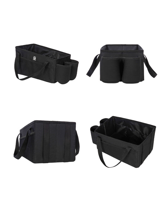 Dooky Back Seat Basket-Easy To Attach With Car Seat Belt-With Two Carry Handles & Multiple Storage Compartments-Black