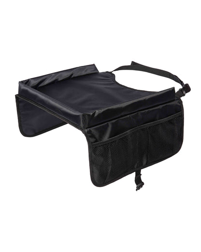 Dooky Travel Table-Sturdy With Raised Edges-Suitable For Cars, Trains, Airplanes & Car Seats-Easy To Clean-With Convenient Storage Compartments-Black