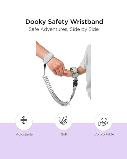 Dooky Anti Lost Safety Wristband With Range of 2.5m-Safety Harness-Velcro Lock-White-6 to 36M
