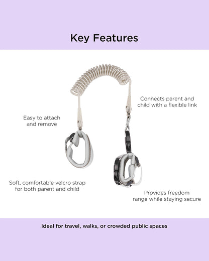 Dooky Anti Lost Safety Wristband With Range of 2.5m-Safety Harness-Velcro Lock-White-6 to 36M