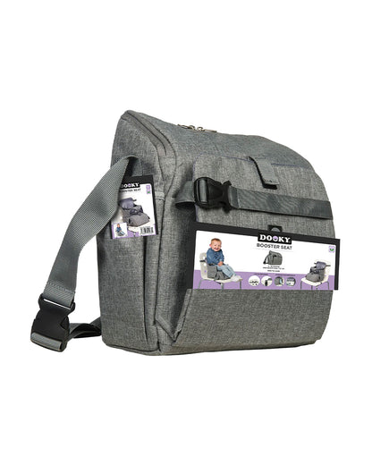 Dooky Diaper Bag That Converts Into Booster Seat-3 Point Harness-Increases Seating Height-With Convenient Storage Pockets-Easy To Carry With Carrying Handle-Grey