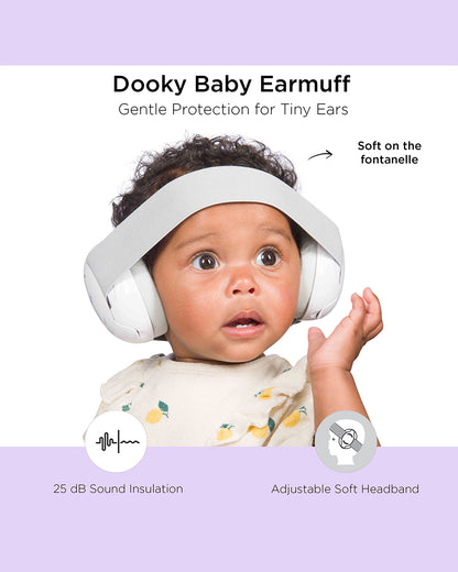 Dooky Baby Earmuff-Baby Ear Protection-Soft & Adjustable-25 dB Insulation-Includes Storage Bag-For Infants