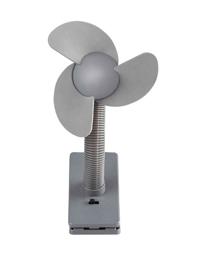 Dooky Stroller Fan Soft Foam-100% Baby Safe Soft Foam Fins-Clips Onto Stroller Bumper Bar-Flexible Neck-Requires Battery-Grey