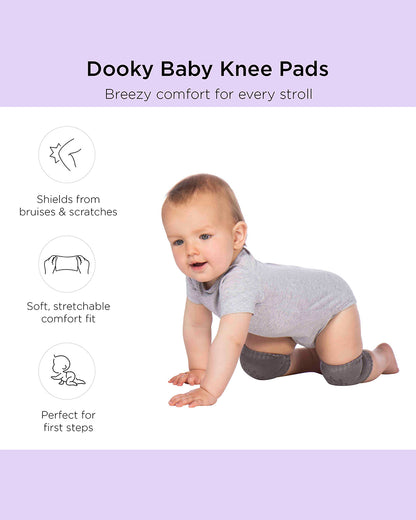 Dooky Baby Elbow & Knee Pads-Soft Non-Slip Crawling Protectors-For Crawling Infants-Grey