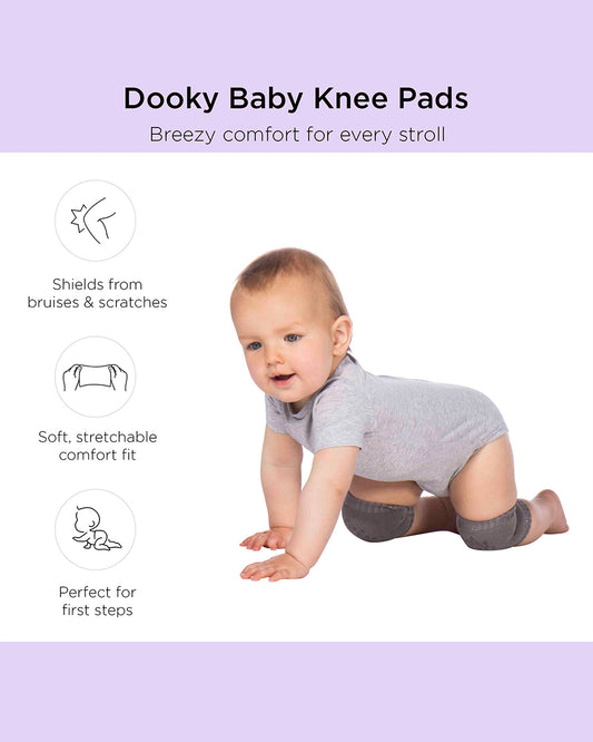 Dooky Baby Elbow & Knee Pads-Soft Non-Slip Crawling Protectors-For Crawling Infants-Grey